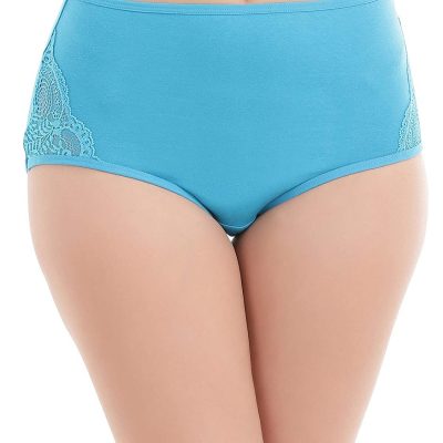 Clovia Women's Cotton High Waist Hipster Panty with Lace Panel