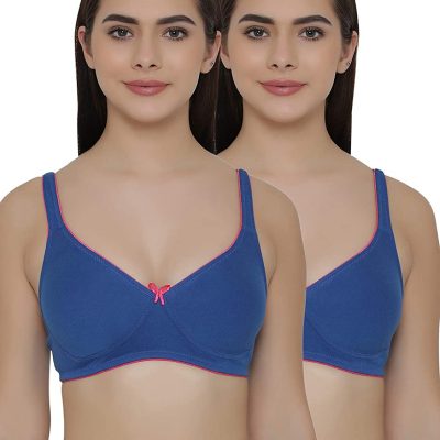 Clovia Women's Pack of 2 T-Shirt Non Padded Wirefree Demicup Bra