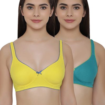 Clovia Women's Pack of 2 T-Shirt Non Padded Wirefree Demicup Bra