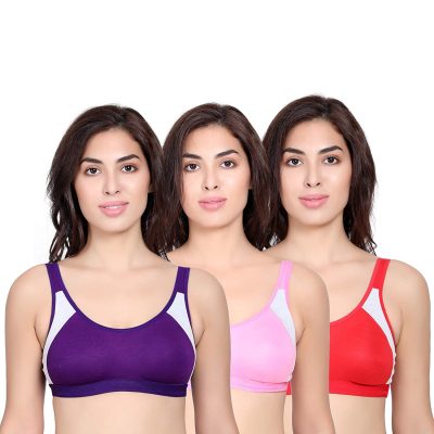 WomensBeauty Womens Full Coverage Sports Bra for Daily Workout (Pack of 3)