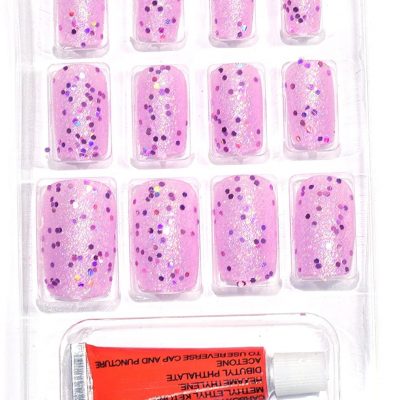 BONJOUR PARIS False Nails - Quick Stick Artificial Nail Set with Glue, 12 pc Set (Blush Pink)