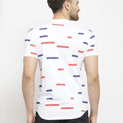Printed Men Round Neck Reversible White T-Shirt