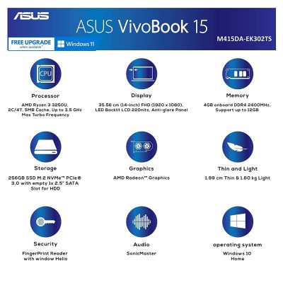 ASUS VivoBook 14 (2020) AMD Ryzen 3 3250U 35.56 cm (14-inch) FHD Thin and Light Laptop