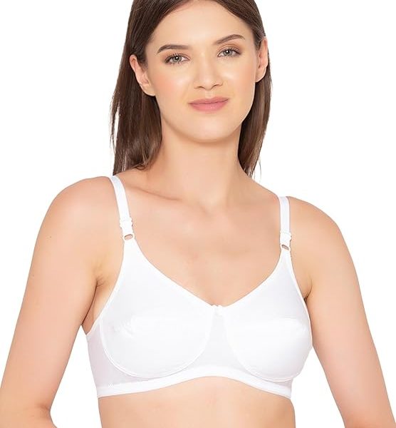 Groversons Paris Beauty Women's Non-Padded Wire-Free Full Coverage Cotton Bra | Adjustable Straps | Hook & Eye Closure | Soft Everyday Bra