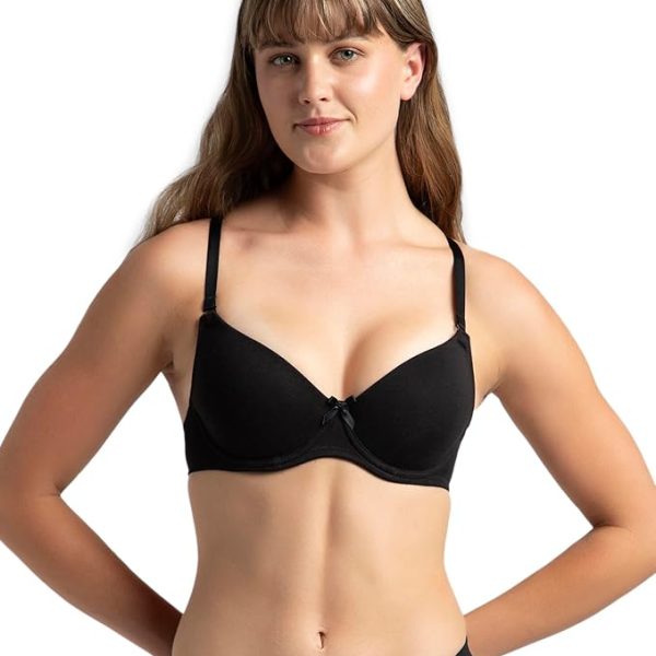 Jockey 1245 Women's Under-Wired Padded Super Combed Cotton Elastane Stretch Medium Coverage Multiway Styling T-Shirt Bra with Detachable Straps